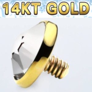 Top Dermal Oro 14 Kt Con Cristallo Incastonato Per Base Filettata Internamente, 16 G (1,2 Mm) Con Un’Altezza Di 2 Mm – 2,5 Mm